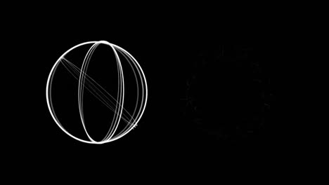 animación digital de una forma circular abstracta de anillo girando contra un fondo negro