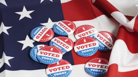 buttons of i voted today on us flag