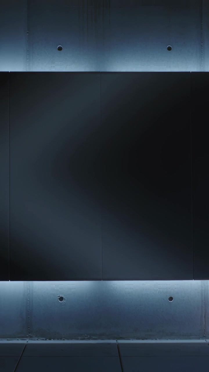 Vertical video: Starting camera pan down at station, revealing matte black panel LEDs