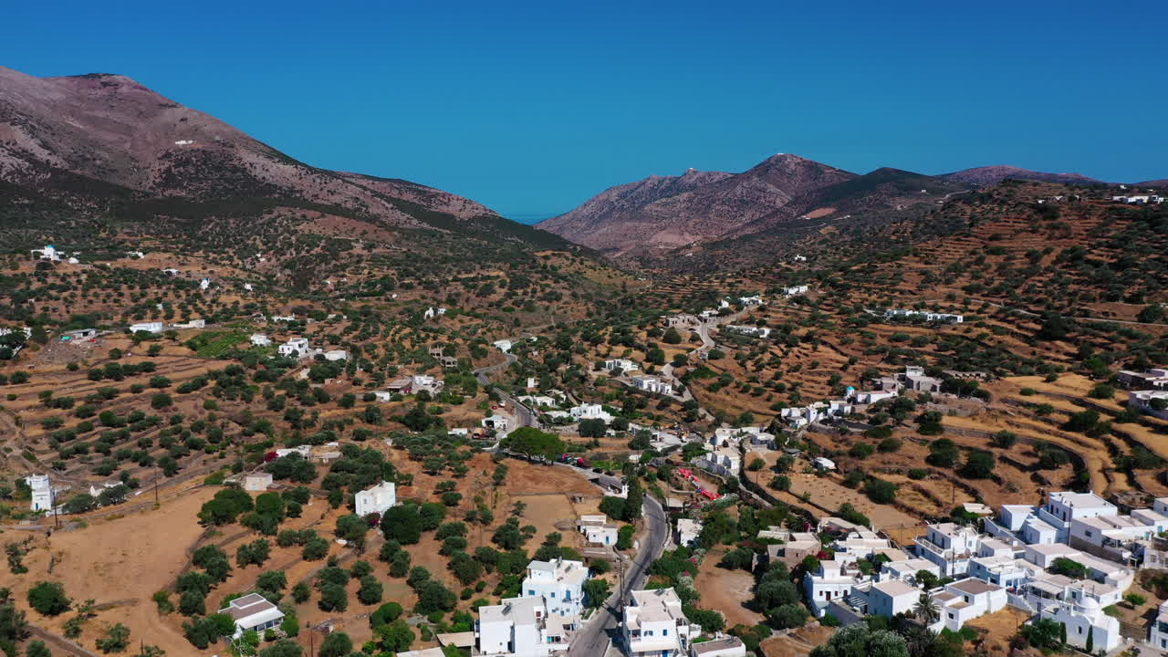 Aerial View of a Picturesque Village in the Greek Mountains