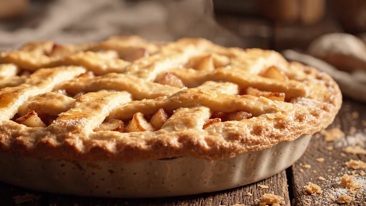 Deliciously Baked Apple Pie Fresh from the Oven: A Visual Journey through the Golden Crust and Steaming Filling of a Classic Dessert Experience