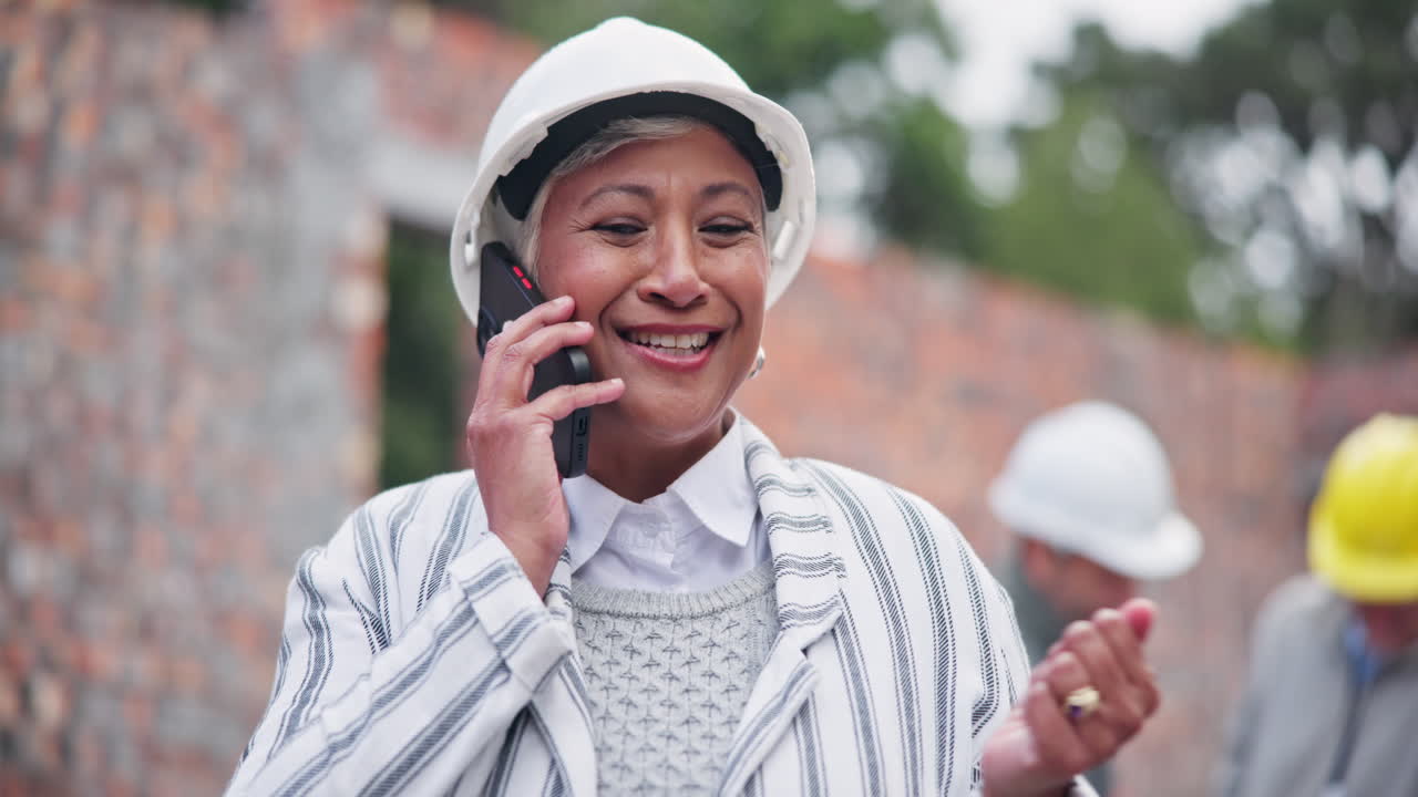 Construction worker on phone call