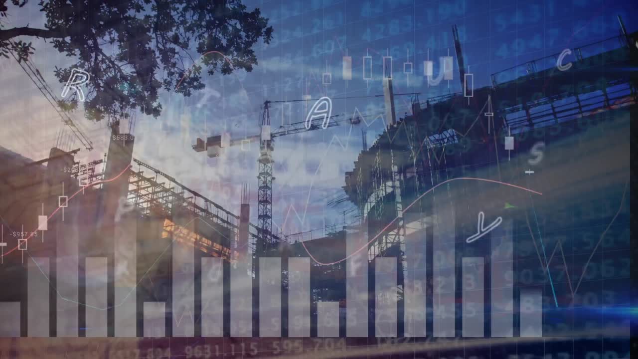 animación del procesamiento de datos sobre el paisaje urbano