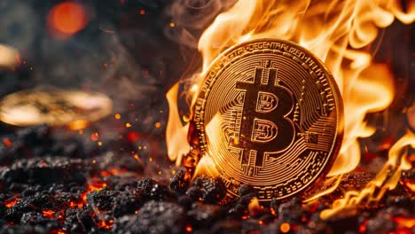 Bitcoin in Flames Amidst Burning Embers