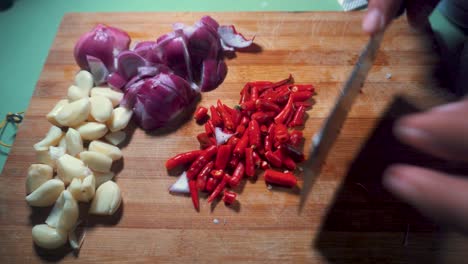 chopping chili onion and garlic 12