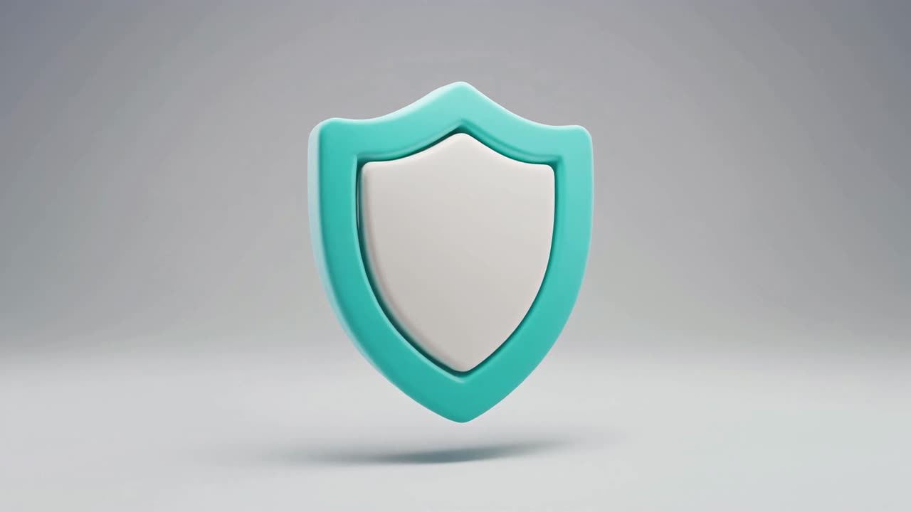 Animated 3D Security Shield Icon Rotating