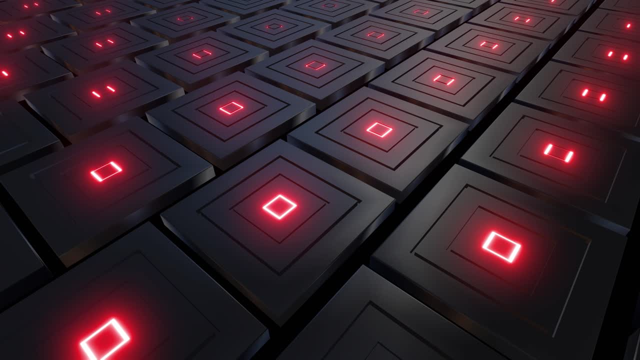 Abstract Geometric Pattern with Glowing Red Lines