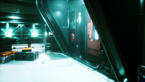 corredor de nave espacial realista y futurista de ciencia ficción