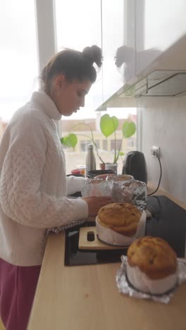 teenager baking easter bread