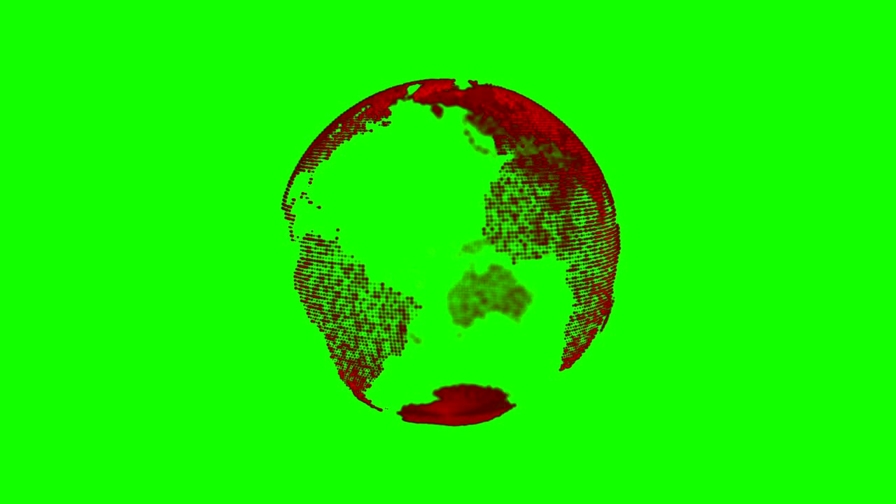 cuadrícula planetaria generada por computadora en pantalla verde