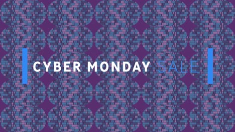 Cyber-Monday-Sale-Textbanner-Vor-Abstrakten-Blauen-Formen-Auf-Violettem-Hintergrund