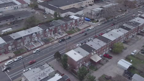 aerial view of philadelphia row homes