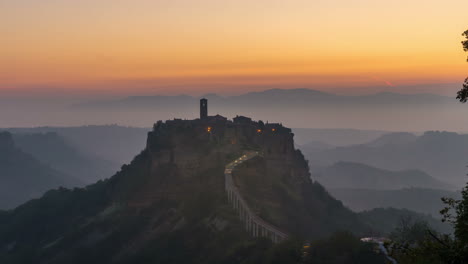 sunrise time lapse of civita old town in italy