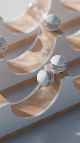 bolas de madera geométricas abstractas en movimiento