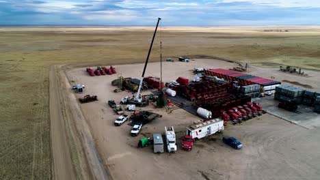 low orbit and rise over a fracking operation in eastern colorado