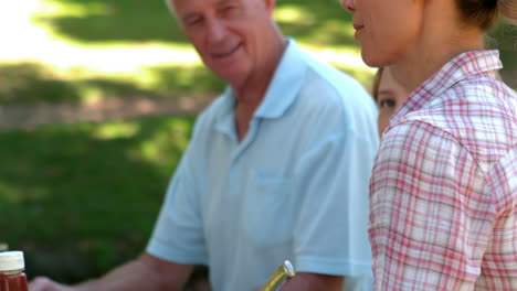 Familia-Feliz-Haciendo-Picnic-En-El-Parque-