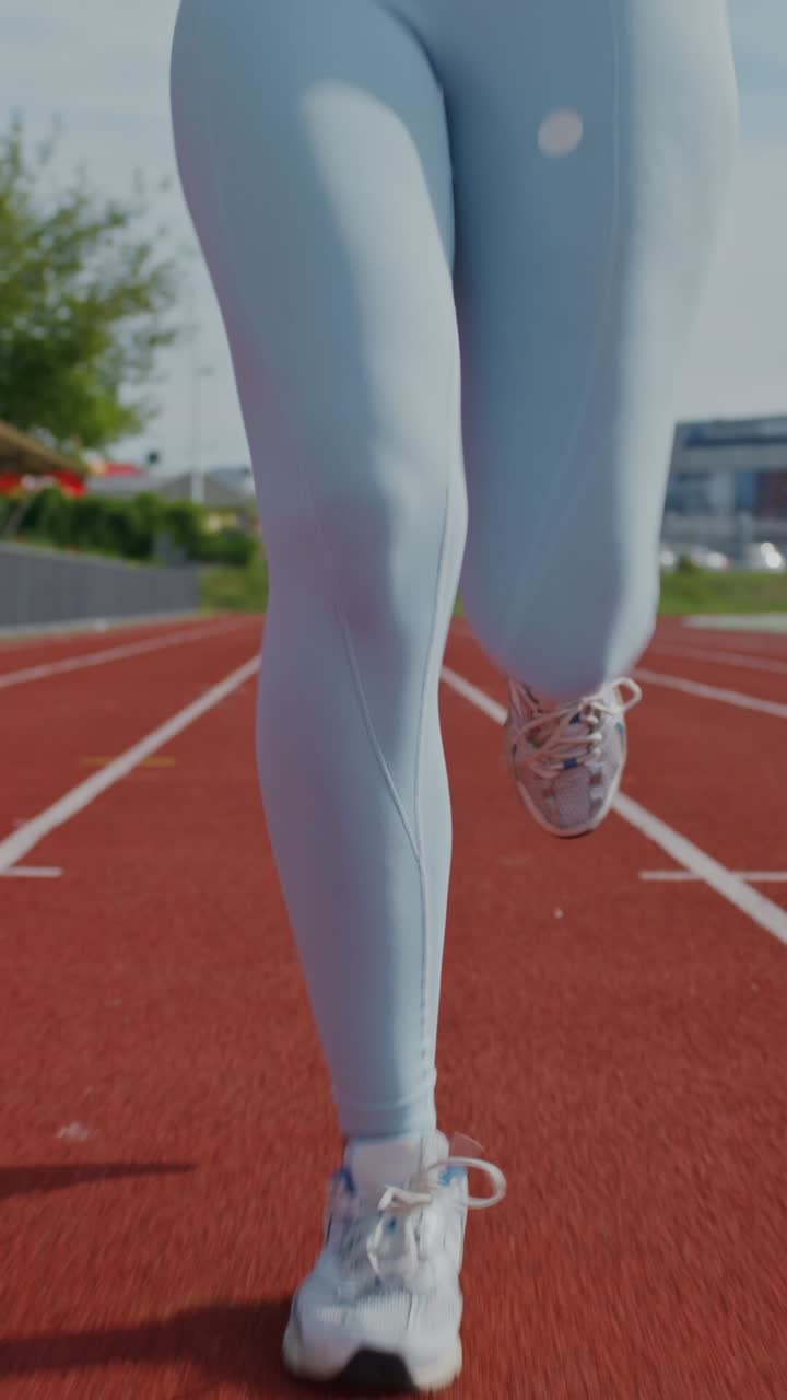 트랙 에서 달리는 여자