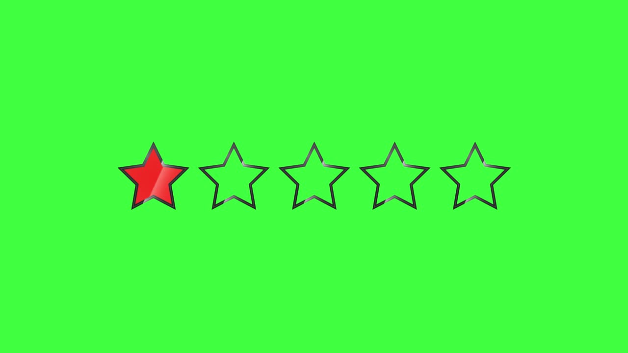 1 Star Rating Green Screen background 4K