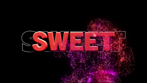 animation of sweet text over glowing moving pink wave