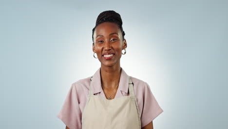 Black-woman,-worker-and-food-in-pizza-box