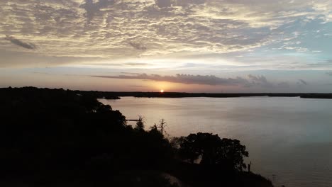 Aerial-drone-flight-over-Lake-Lewisville-in-Texas-after-a-storm