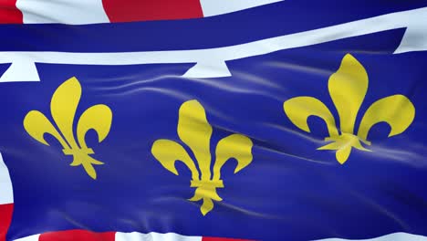 centre-val de loire (region of france) flag waving in the wind with highly detailed fabric texture. seamless loop