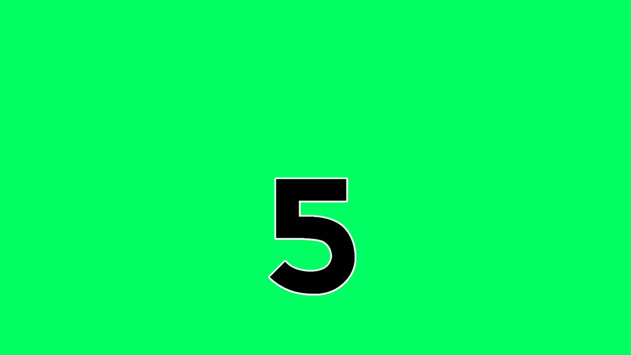 Moving down Cartoon Number  5 five animation green screen.flat design cartoon number drop down animated images 4k