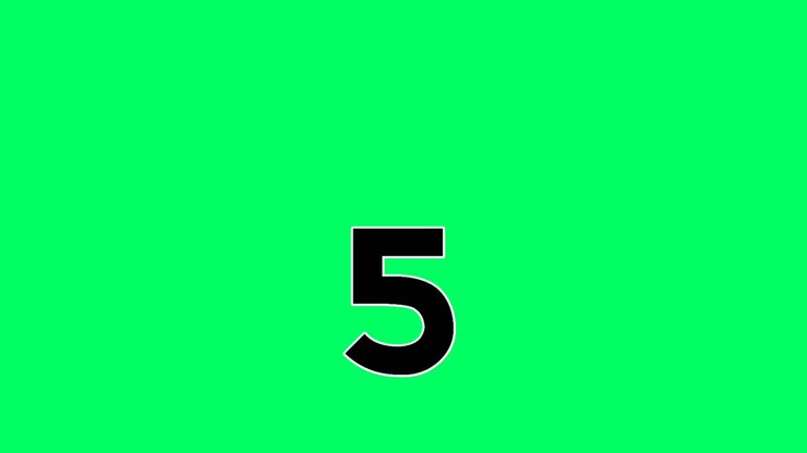 Moving down Cartoon Number 5 five animation green screen.flat design cartoon number drop down animated images 4k