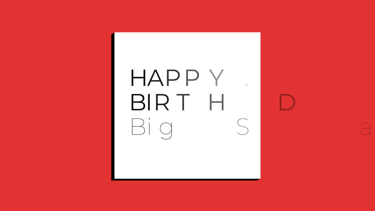 Modern Happy Birthday and Big Sale text in frame on red gradient