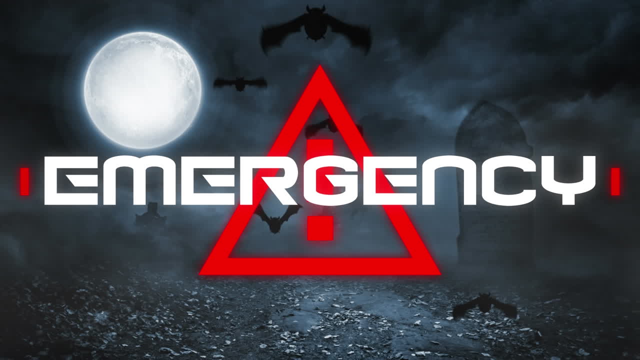 animación de emergencia covid 19 texto sobre murciélagos y luna