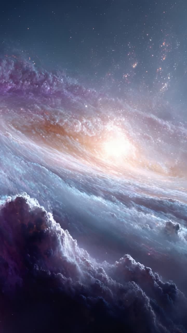 A Breathtaking Cosmic Scene Captured in Two Frames: Witness the Majestic Colors and Textures of Galactic Clouds and Celestial Light in a Stunning Universe