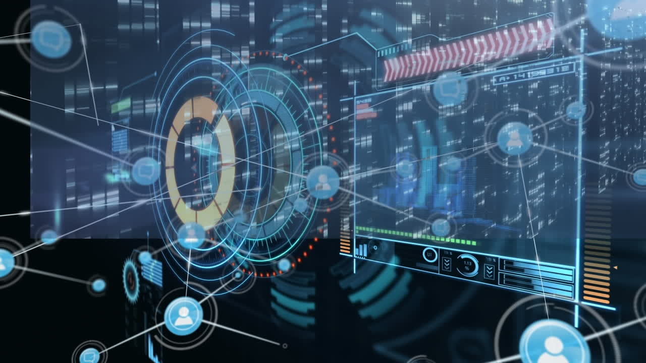 animación de iconos de medios sobre el escaneo de alcance