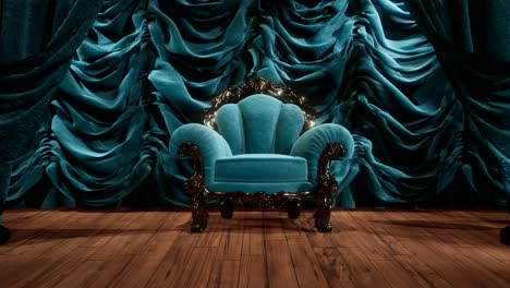 luxurious theater curtain stage with chair