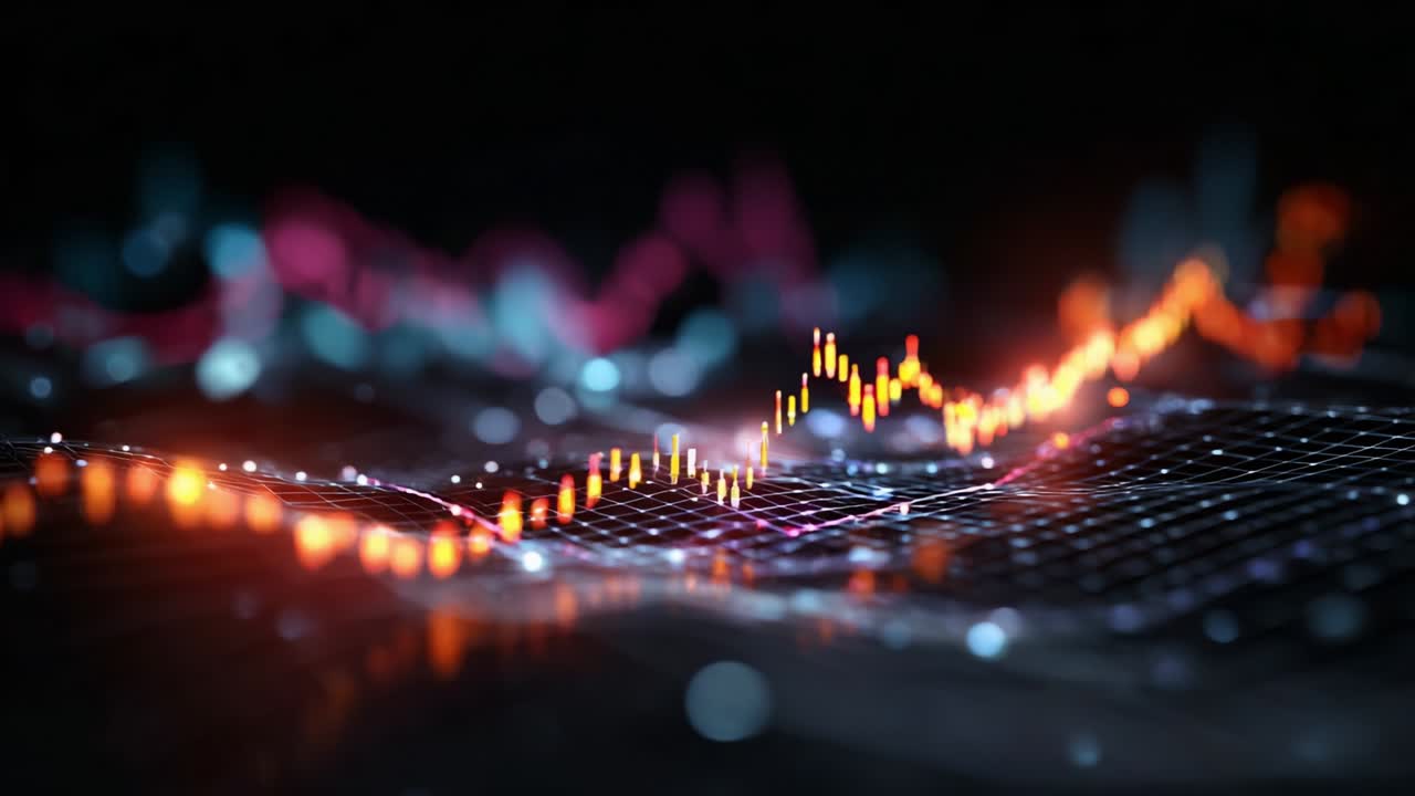 Dynamic Financial Graph Representing Market Trends with Vibrant Data ...