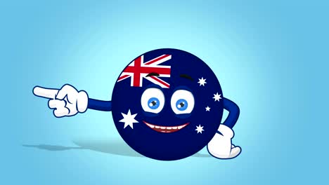 cartoon icon flag australia left pointer with face animation with alpha matte