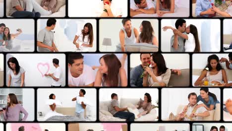 montaje de parejas abrazadas