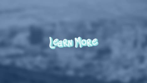 animation of learn more text with lines over out of focus cityscape