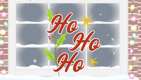 Animación-Del-Texto-Navideño-Ho-Ho-Ho-Y-La-Ventana-Sagrada-Sobre-La-Nieve-Invernal