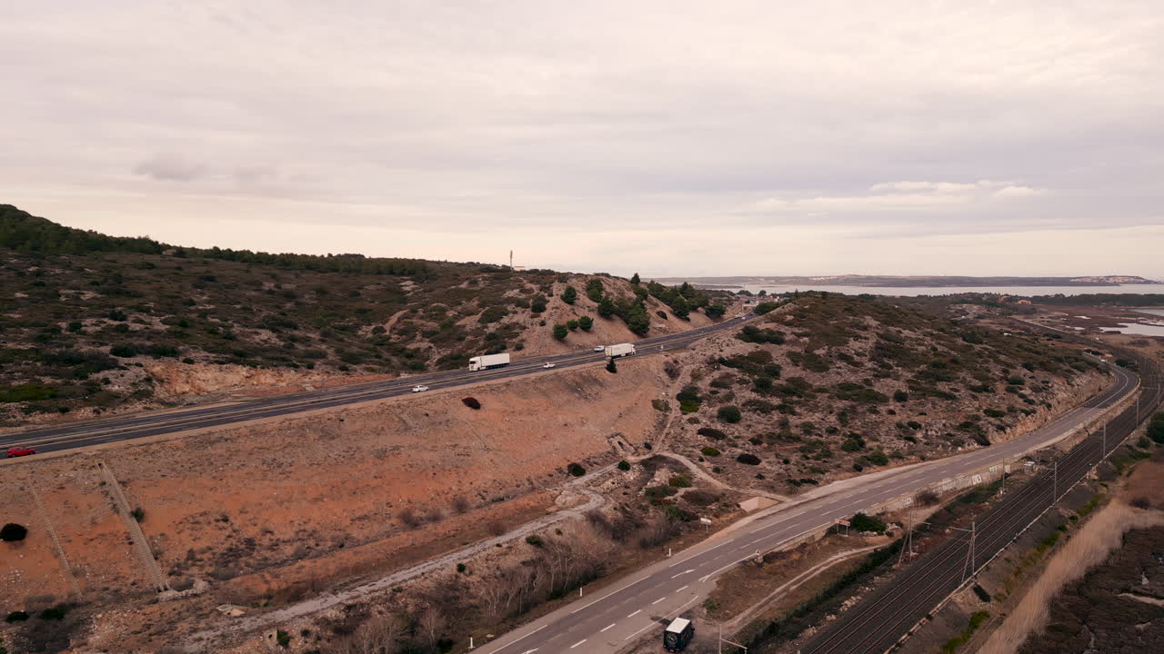 Highway Winding Through Mountainous Landscape