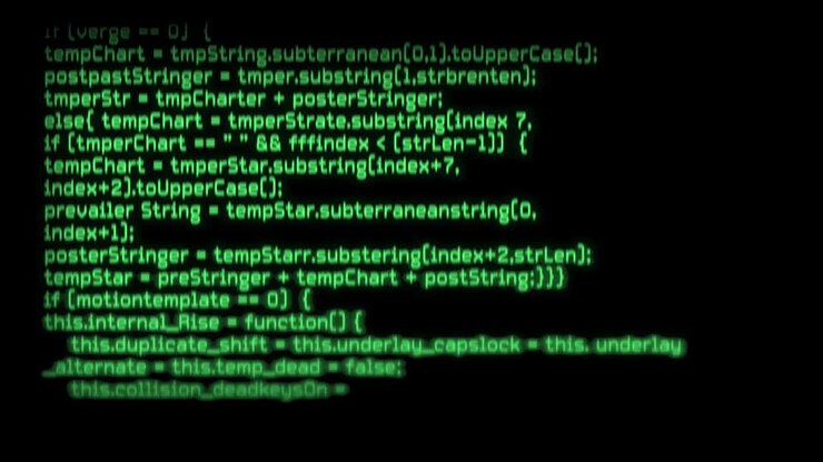 Animeret digital computerkode og terminaltekst