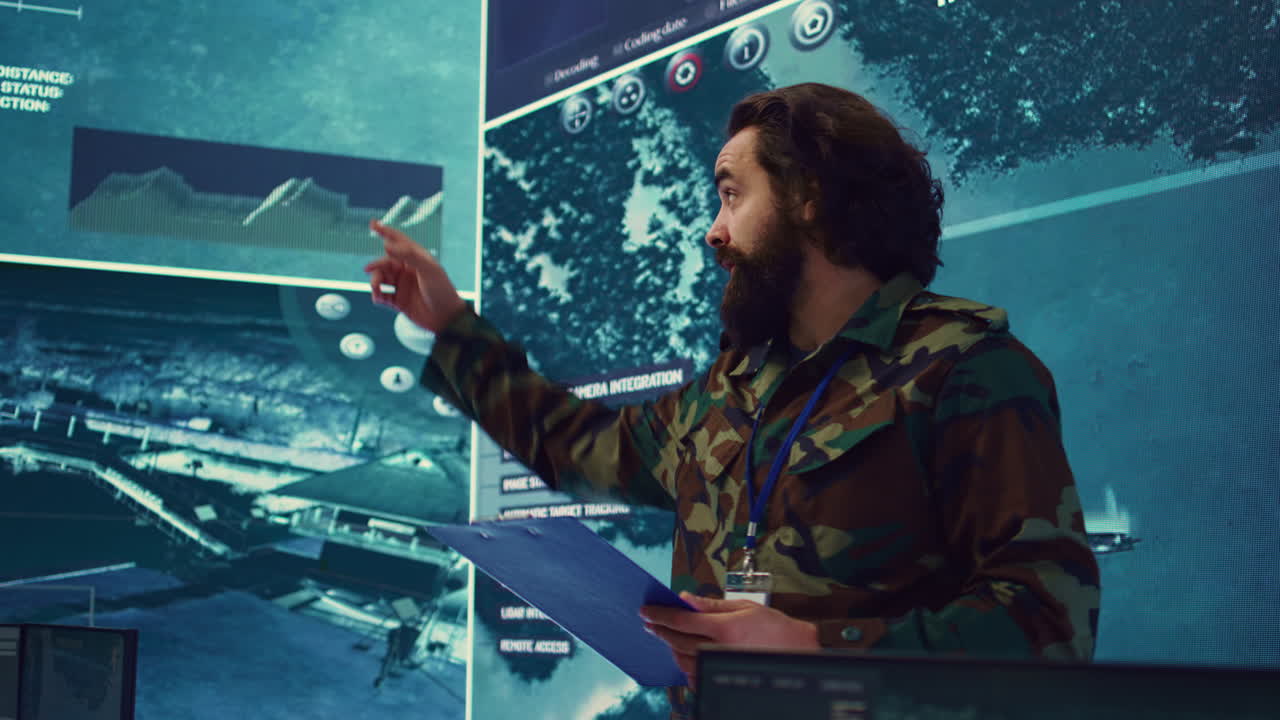 Infantry unit leader coordinating troops to execute special operations