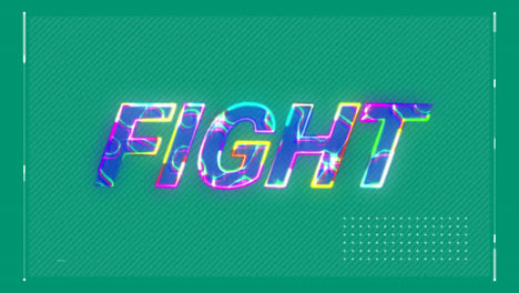 animation of interface with fight text banner with lightning effect against green background