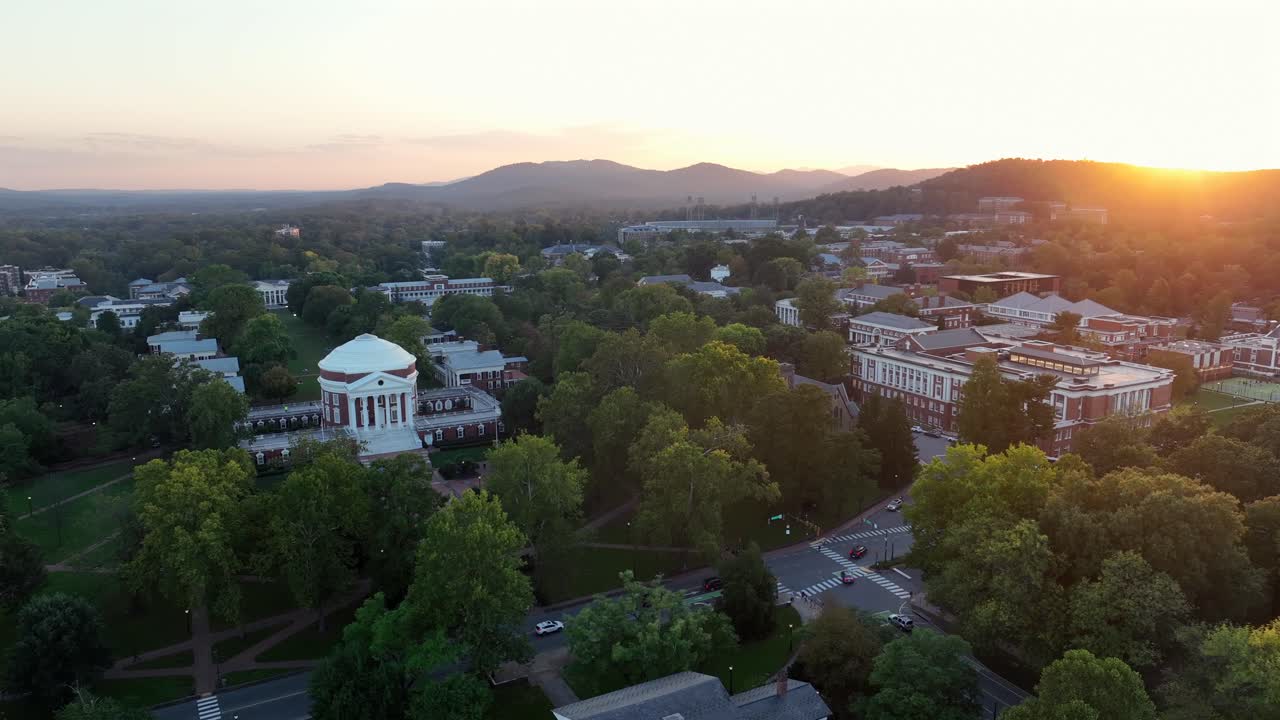 Aerial View of the University of Virginia at Sunset
