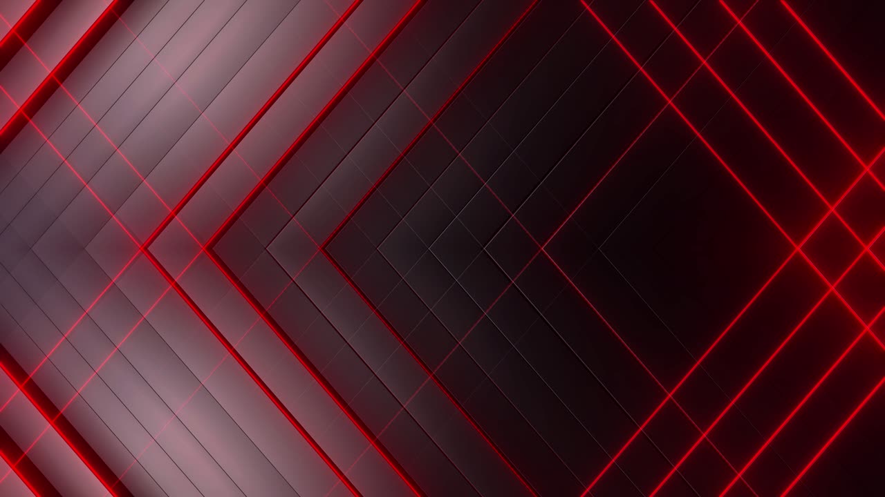 Abstract Geometric Background with Red Neon Lines