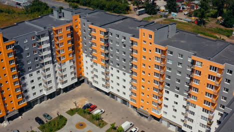 new urban houses aerial view. huge modern exterior city apartments.