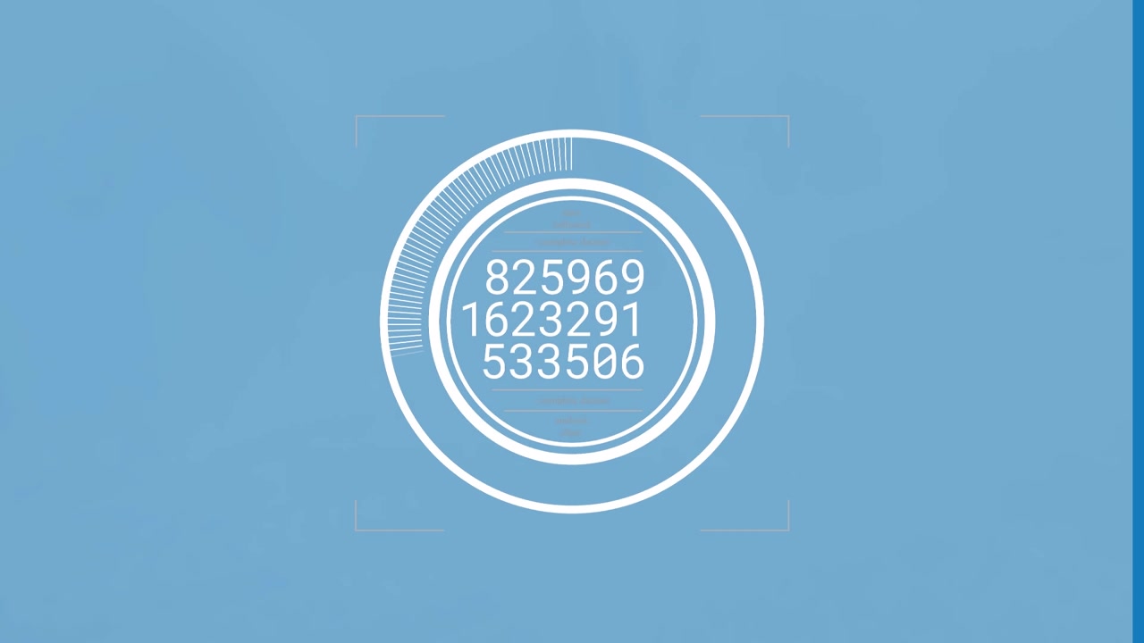 Animation of data processing over blue background