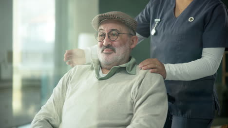 senior man receiving care from a nurse