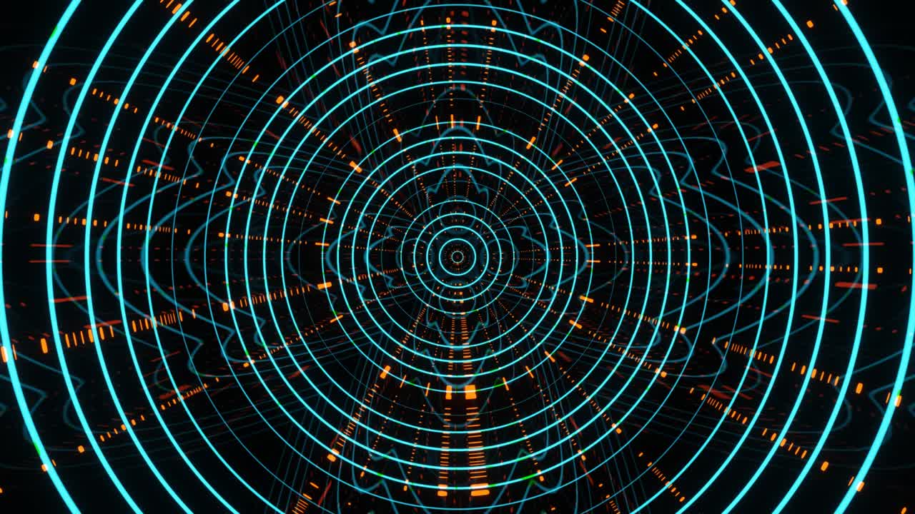 animación cíclica infinita de círculos divergentes y rayos parpadeantes