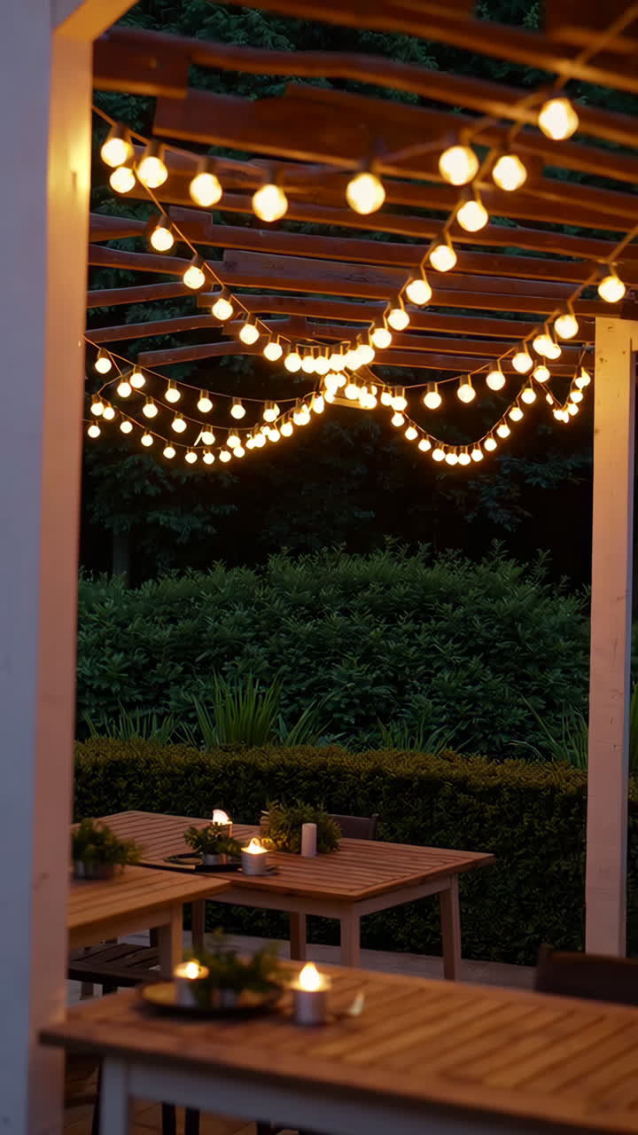 Cozy Outdoor Dining Under String Lights