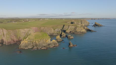 drone seascape sea stacks hidden coves and cliffs copper coast waterford ireland